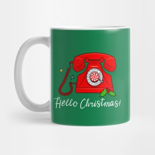 Vintage Red Peppermint Telephone: Hello Christmas! Mug